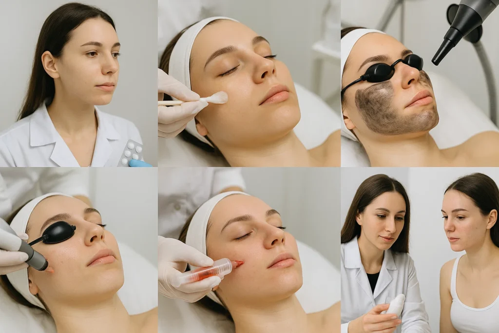 Before and after image of a patient who underwent acne treatment at Dermacian Clinic in Jaipur, showcasing significant improvement in skin clarity and texture.