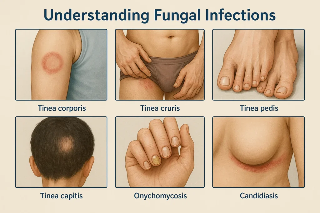 Dermatologist diagnosing a fungal skin infection in a patient at a Jaipur clinic, highlighting the importance of professional evaluation.