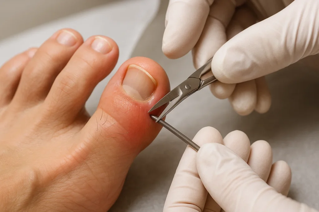 image of a patient's ingrown toenail correction in India.