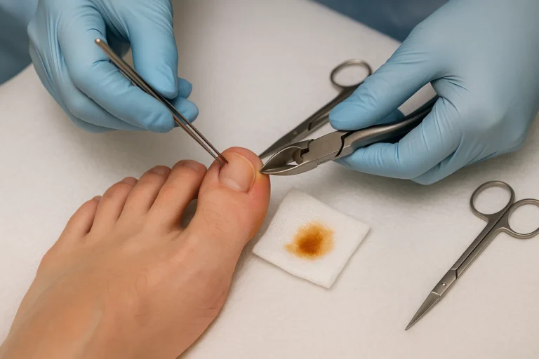 Ingrown Toenail Correction Cost and Treatment in India Ingrown toenail correction treatment by a podiatrist in India.